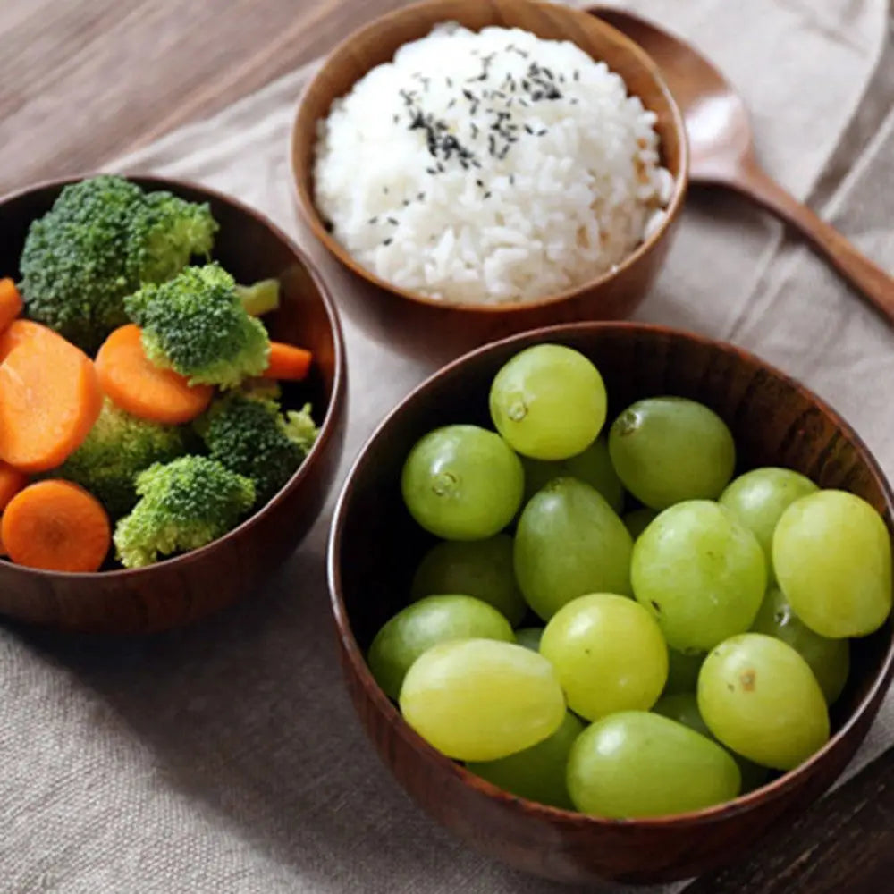 Wooden Bowl Japanese Style Soup Salad Coconut Grinding Tableware