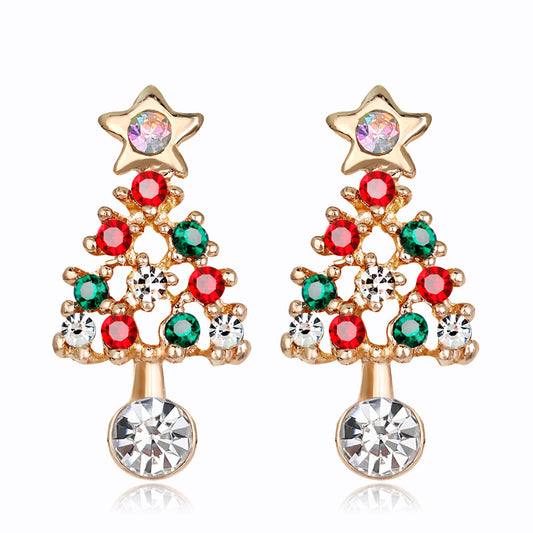 2022 Spot Direct Selling Christmas Series Earrings Fashion Alloy Diamond