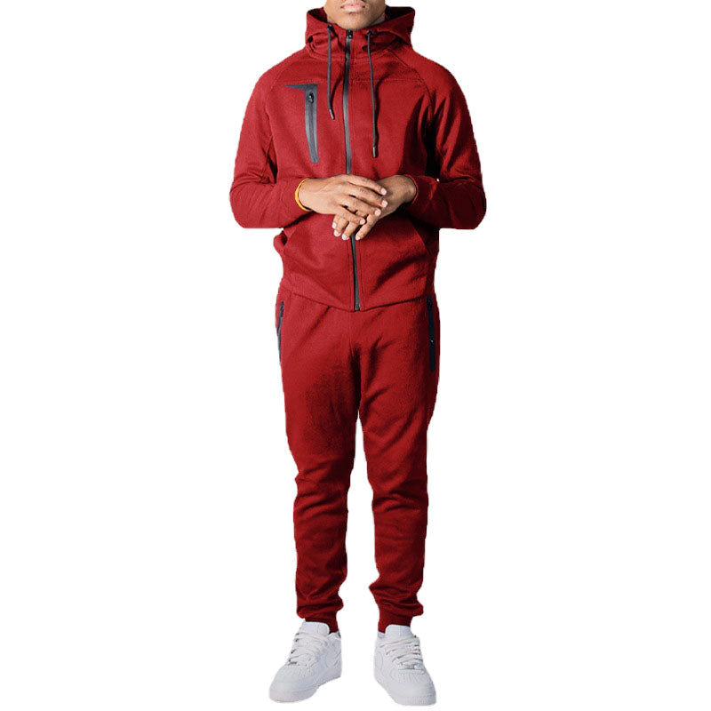 Wholesale Mens Sweat Suits Zips 2 Pieces Hoodie Set Jogging Suit Tech Fleece