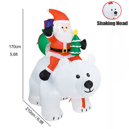 2.1m Shaking LED Inflatable Bear Snowman New Year Doll Outdoor Garden Toys