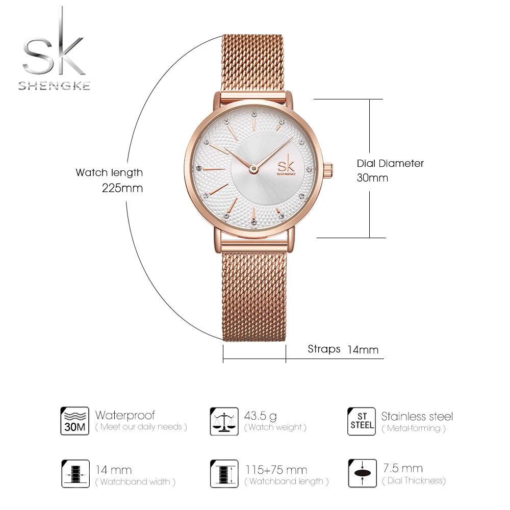 Shengke New Creative Women Watches Luxury Rosegold Quartz Ladies