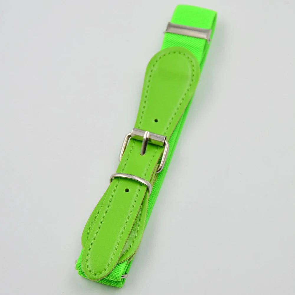 Fashion Children Candy Belt Girls/Boys Elastic Waist Belt Kids Pu Leather High