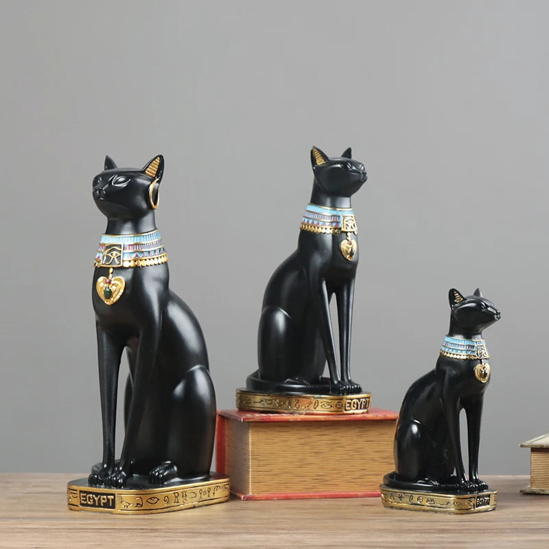 Resin Bastet Cat Crafts Egyptian Cat Figurine Animal Desktop Decoration