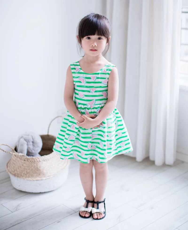 Girls Summer Clothing,Girl Stripe Dress Kids Watermelon Dress Back