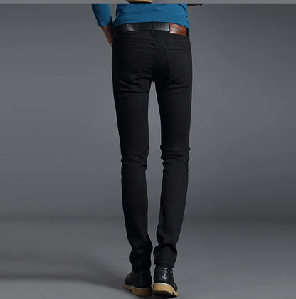 Jeans Men Stretch Solid Black Blue Skinny Slim Fit 2022 Spring and Summer pants