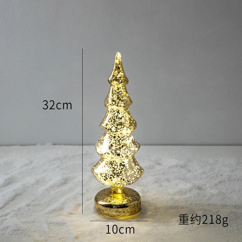 Glass Glowing Christmas Tree Decoration Night Light Ornaments Luminous New Year