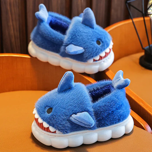 Children's Slippers Woolen Shoes for Boys Girls Sandals Winter Indoor Shark