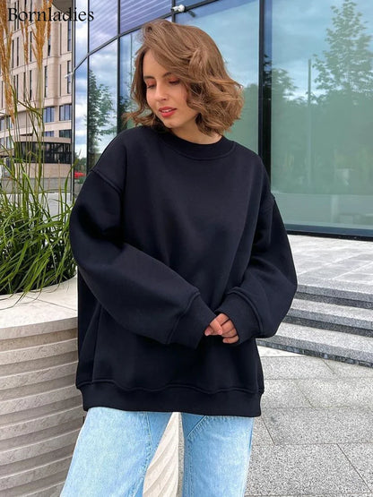 Bornladies Oversized Hoodies & Sweatshirts for Women Autumn Winter Thick Warm