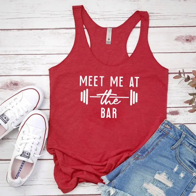 Vest Meet Me at the Bar Tank Tops Women's Racerback Motivational Gym Lifting