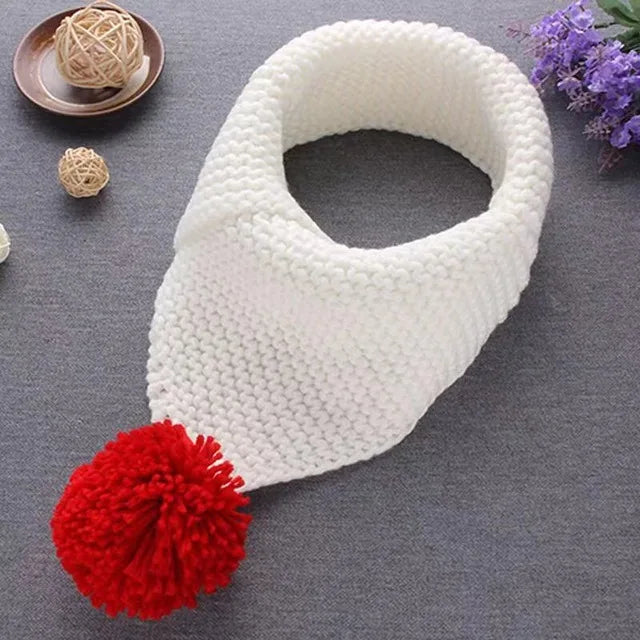 New Kids Winter Wool Collar Scarf for Children Knitted Collar With Ball