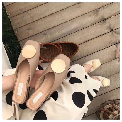 2023 Brand Designer Women Slippers Slip on Mules Flat Heel Casual Shoes