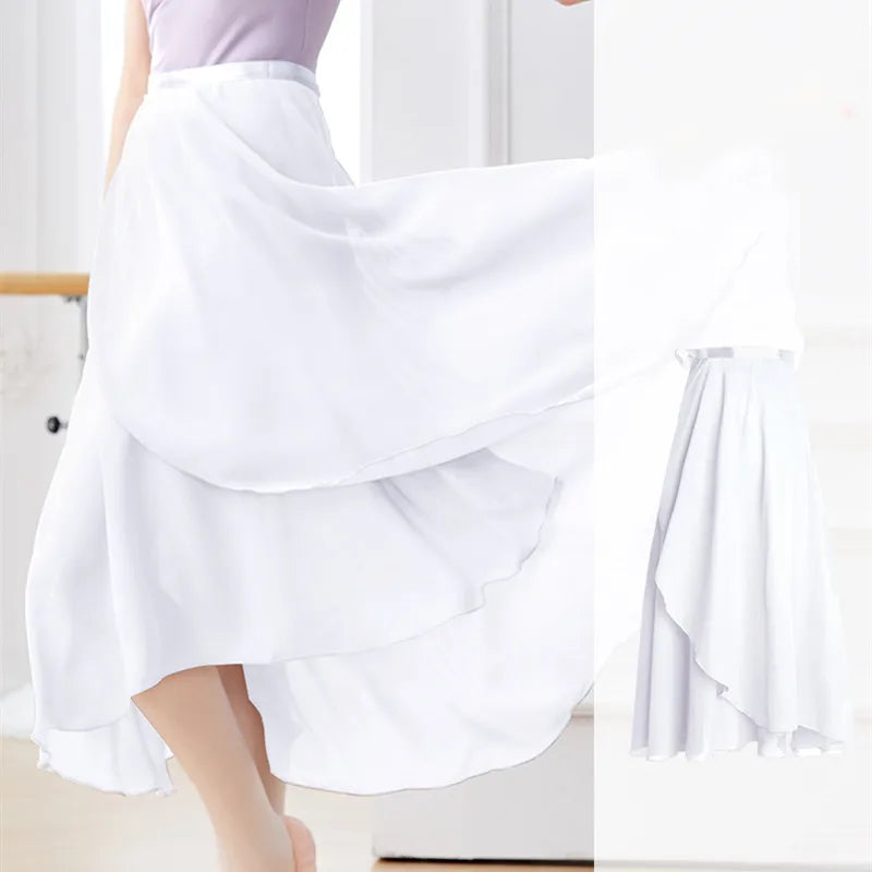 Dance Skirt Women Long Chiffon Ballet Skirts Adult Ballroom Dance Skirt