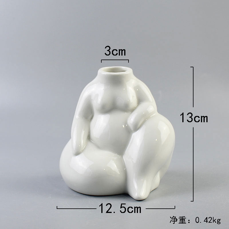 Hot Sale Modern Nordic White Ceramic Body Vases for Home Decor Art Sculptures