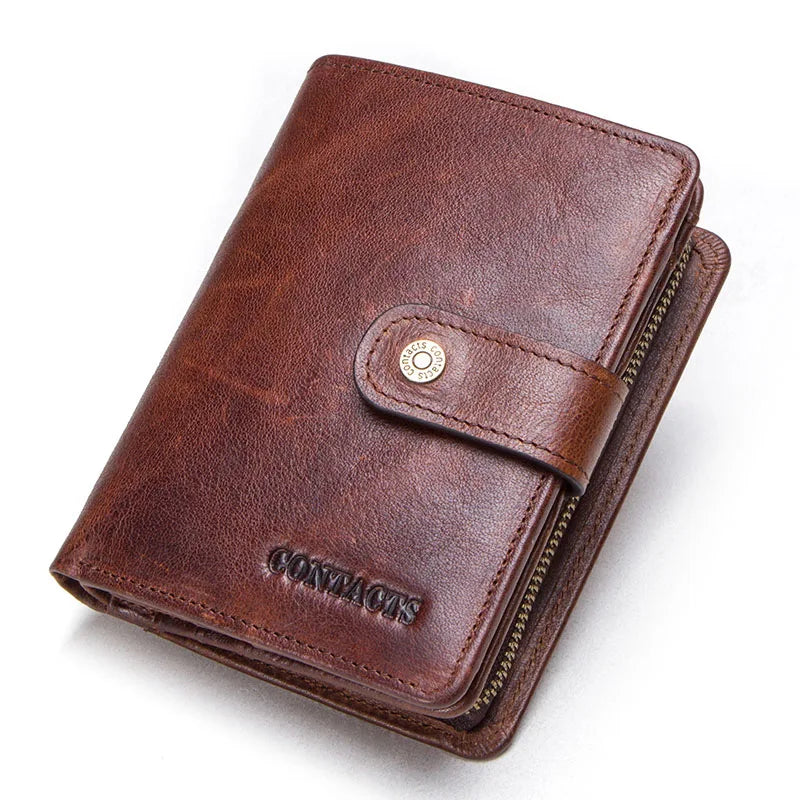 CONTACT'S Genuine Leather RFID Vintage Wallet Men