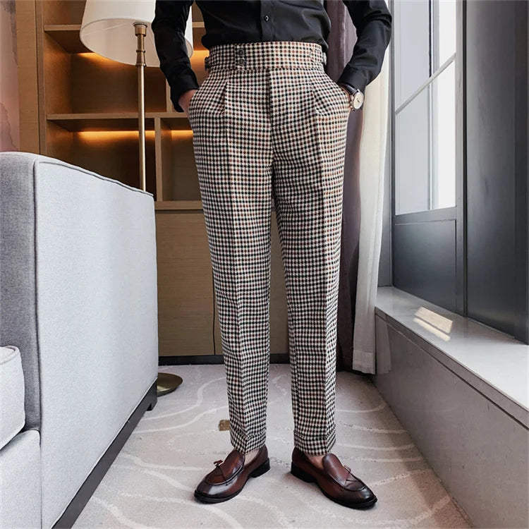 British Style Men High Waist Business Dress Pants Fashion Office pant