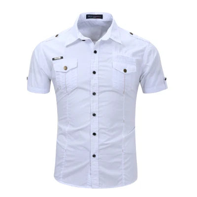 Men's Shirt Cargo Shirt Fashion Casual Shirt Summer Style 100% Cotton