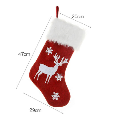 1Pc LED Christmas Socks Red Snowflake Luminous Christmas Knitting Stocking