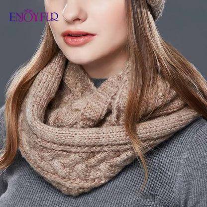 ENJOYFUR Women Winter Scarf Warm Cashmere Knitted Scarf for Girls