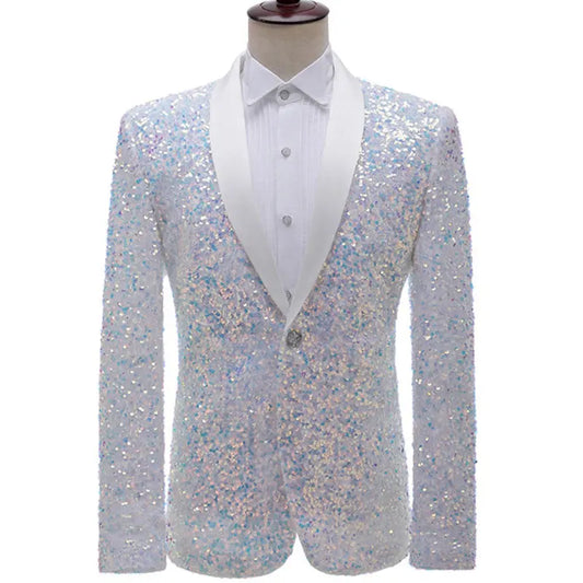 Colorful Glitter Sequin Tuxedo Blazer Men Luxury Brand Mens