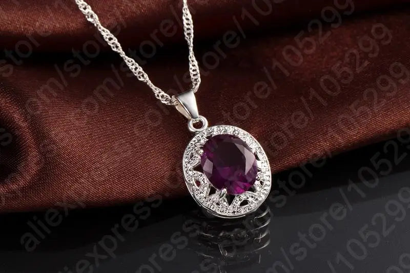 Crystal Pendant Necklace Earrings Ring Cubic Zircon Trendy Party 925 Sterling