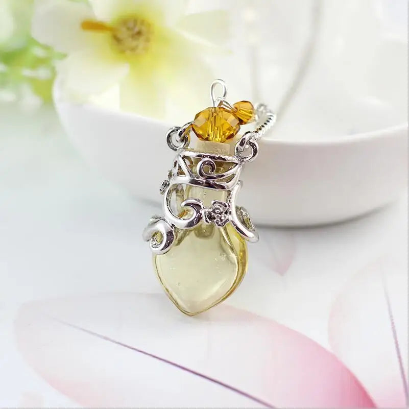 1PC Murano Glass Perfume Necklace Small Heart Essential Oil Bottle Pendants