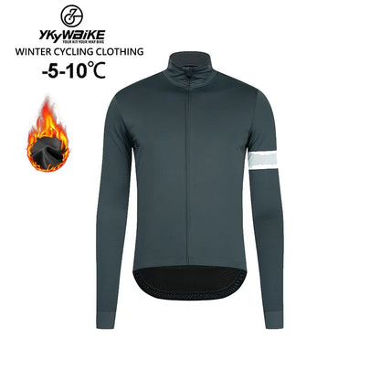 Ykywbike Winter Cycling Jacket Outdoor Warm Fleece Coat Thermal Bike Jacket