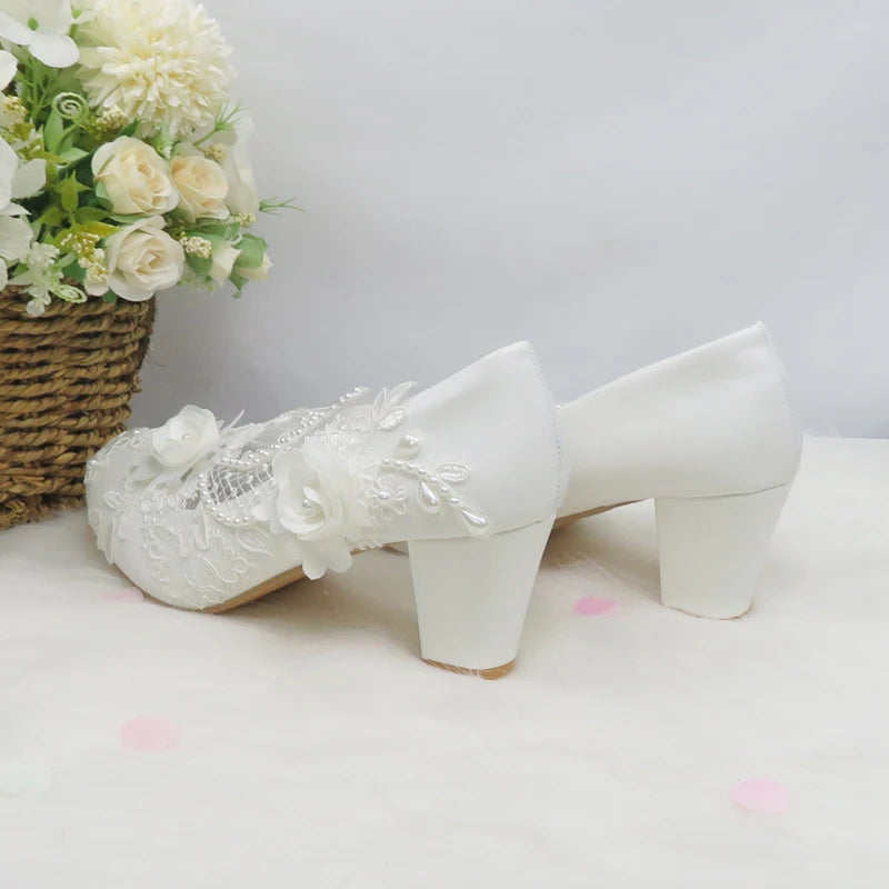 2024 New Customize  Wedding Shoes Bridesmaid Dress Shoes Thick Heeled