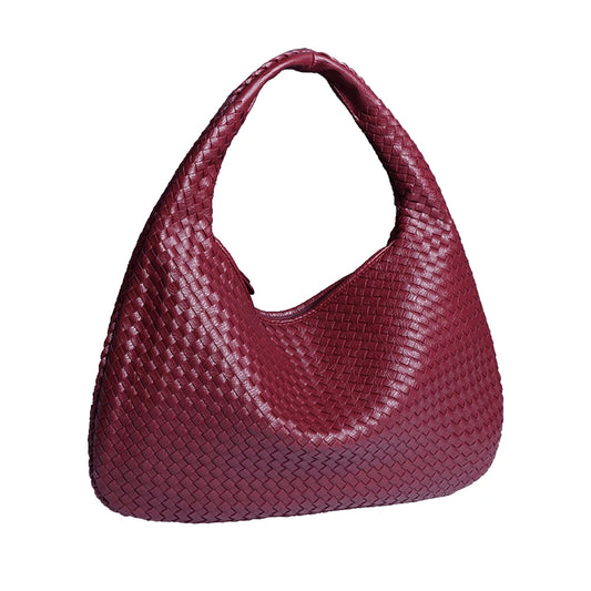 Dropshipping Woven Bag Vegan Leather Hobo Handbags for Women Top-Handle