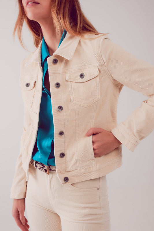 Cord Jacket in Beige