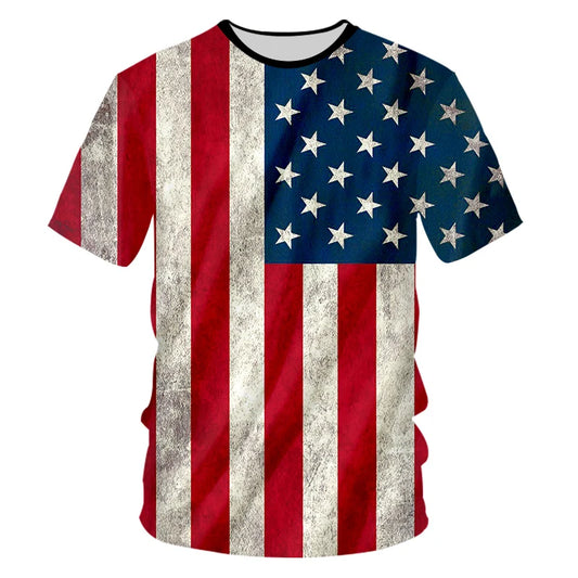 CJLM USA Flag T-Shirt Men Sexy 3d Tshirt Print Striped American Flag Men's