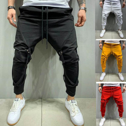 Fashion Men Bandage Pencil Pants Casual Harem Trousers Mens Joggers