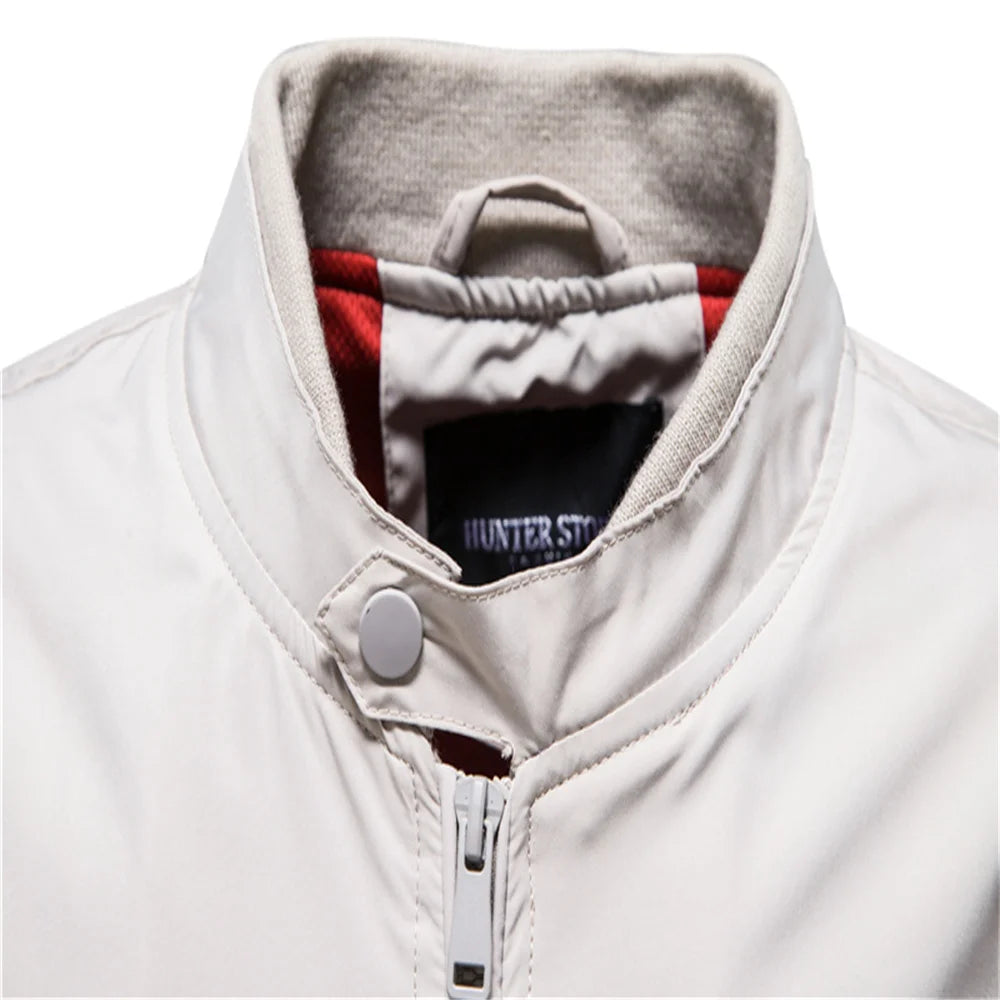 AIOPESON Solid Color Baseball Jacket Stand Collar Bomber Mens Jackets