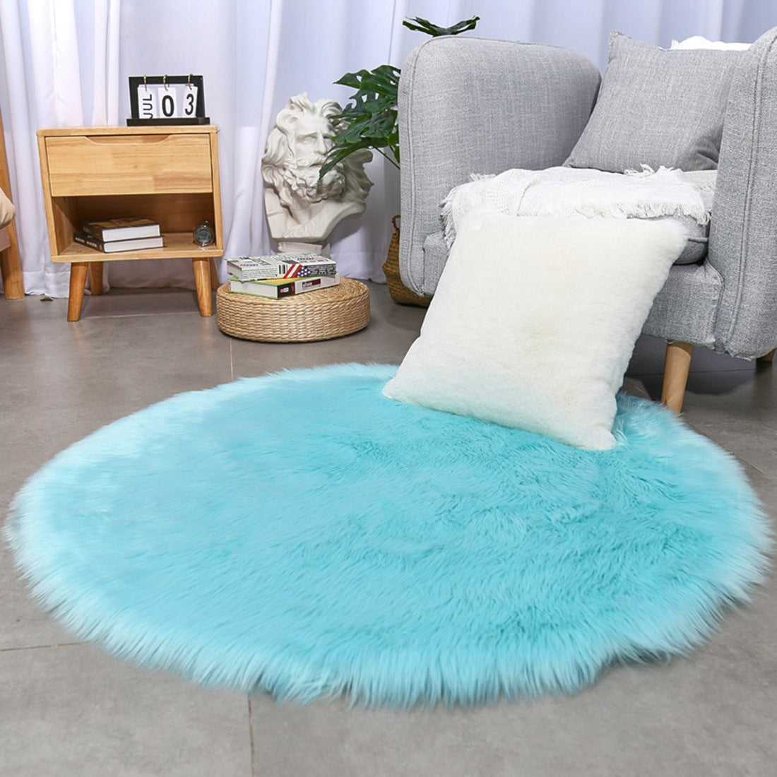 Shag Soft Rug Polyester Doormat 1.97'*1.97' Inch Shaggy Area Rug for Bedroom