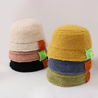 Autumn Winter Lambwool Baby Hats Letter Pattern Kids Boys Girls Caps