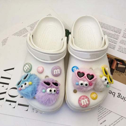 New DIY Plush Ball Hole Shoes Charms Shoe Accessories Cute Fur Ball