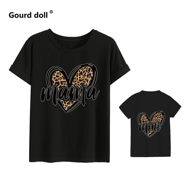 Tshirt Family Leopard Love Mother Kids Tshirts Baby Girl Matching Outfits