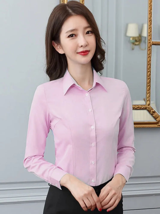 Fashion Women Shirt White Shirt Female Long-Sleeve Professional Shirt