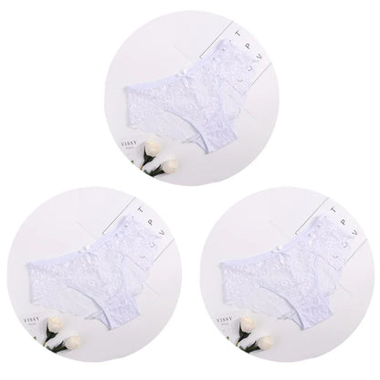 3pcs/Set Women Underwear Sexy Lace Transparent Panties Tempting Pretty Briefs