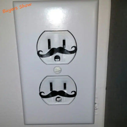 12pcs Funny Light Switch Sticker Mustache Funny Outlet Vinyl Decal