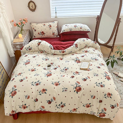 Skin Friendly Comfortable Milk Velvet Four Piece Bedding Set