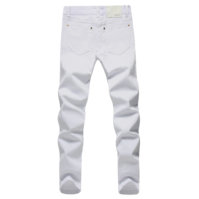 Men Stretch Jeans Fashion White Denim Trousers for Male Spring and Autumn Pants