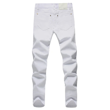 Men Stretch Jeans Fashion White Denim Trousers for Male Spring and Autumn Pants