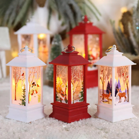 Santa Claus Snowman Lantern Light Merry Christmas Decor for Home Christmas Tree