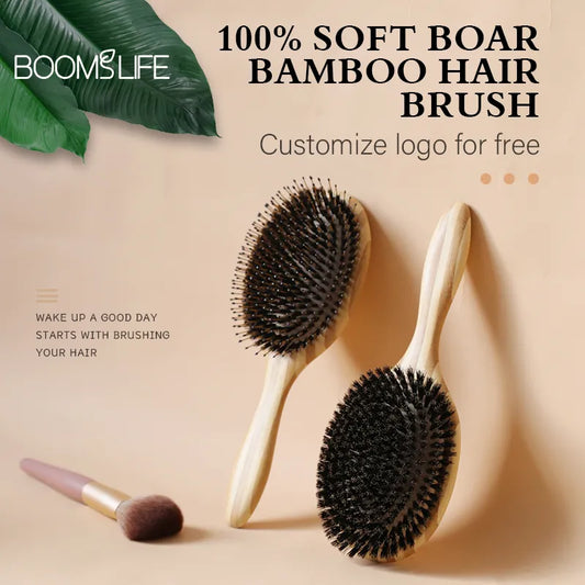 Boar Bristle Hair Brush Women Wood Bamboo HairBrush Professional Curly Airbag