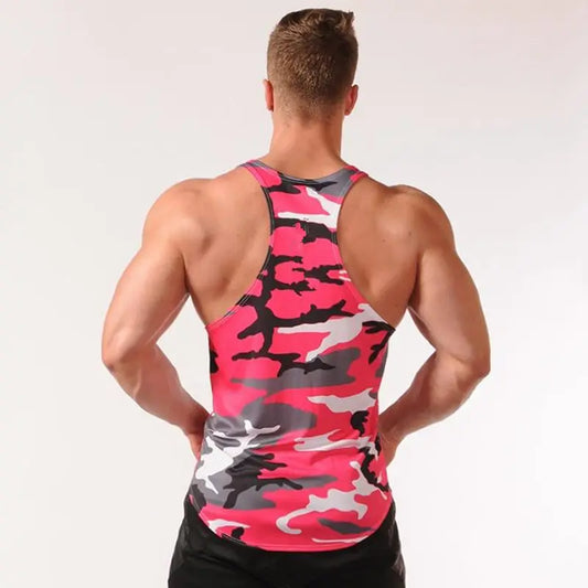 Men Bodybuilding Tank Tops Camouflage Sleeveless Shirt Gym Fitness Workout Vest