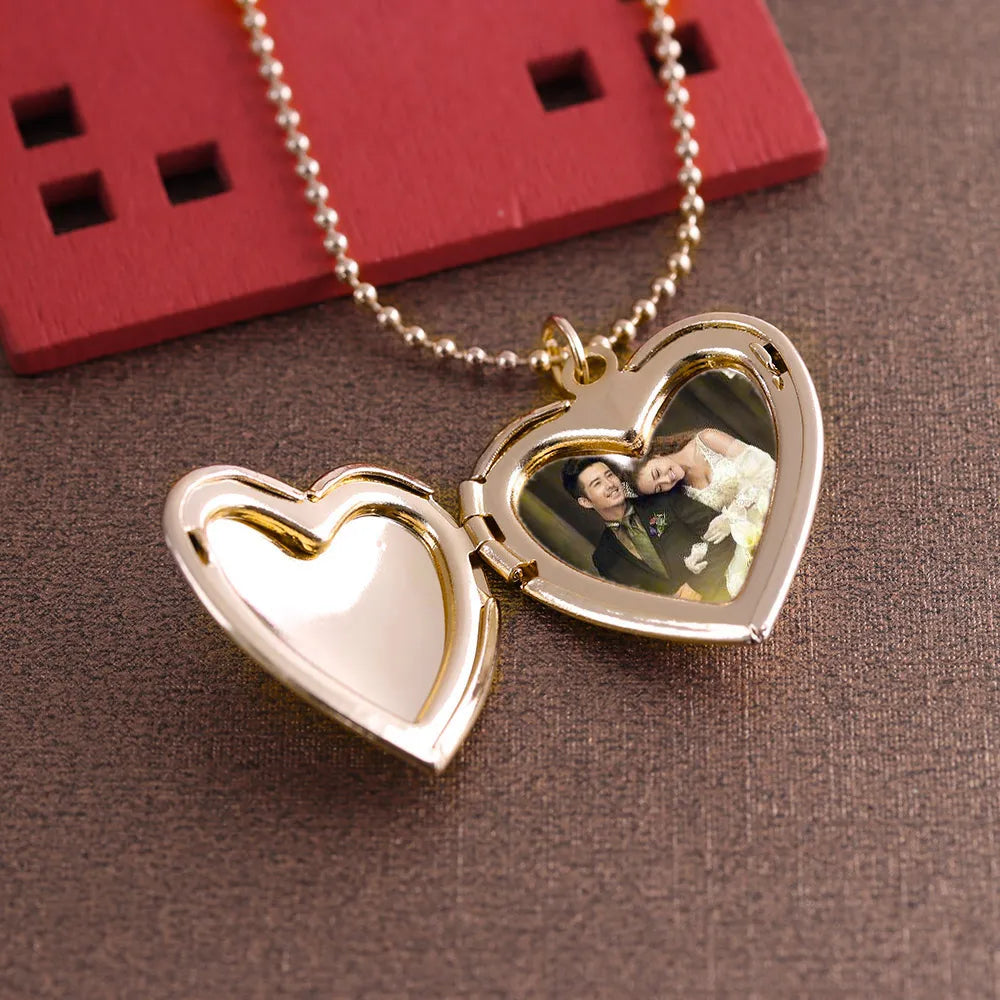 HOOH 1PC Heart Shaped Friend Photo Picture Frame Locket Pendant for Necklace