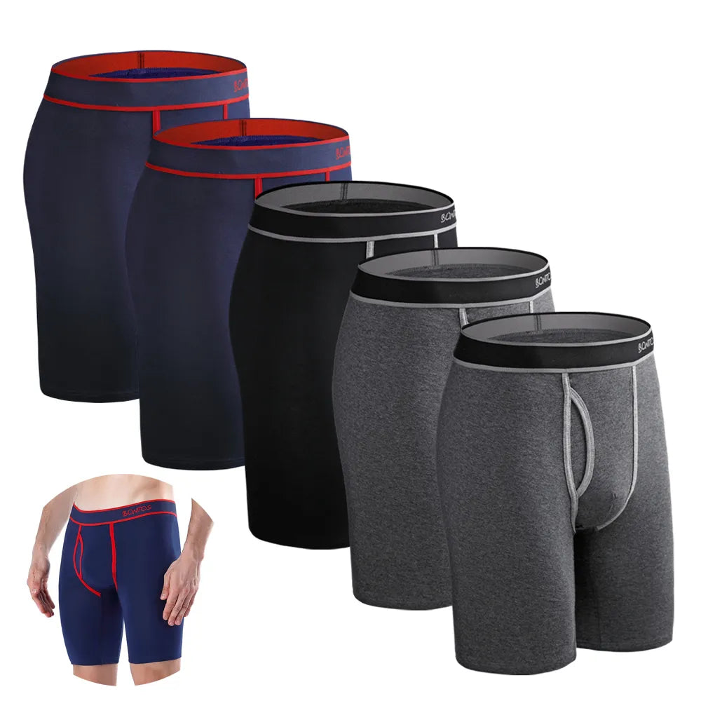 5pcs With Hole Underwear Male Boxershorts Long Boxers for Man Undrewear Cotton