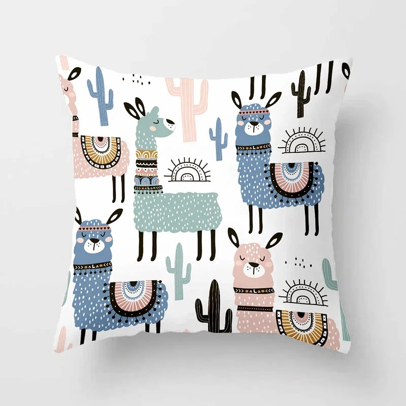 Dinosaur Alpaca Owl Panda Decorative Cushions Pillowcase Polyester Cushion Cover