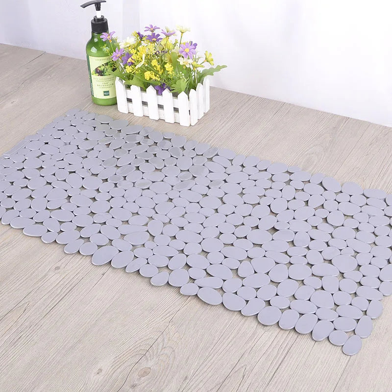 Bath Mat PVC Large Bathtub Safety Shower Non-Slip Mats With Suction Cups Pebbles