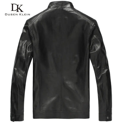 Luxury Man Genuine Sheepskin Leather Jacket Brand Dusen Klein Men Slim